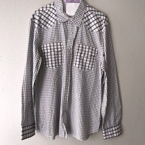 Express Men’s long-sleeved Dress Shirt plaid L